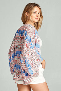 ELEPHANT PRINT KIMONO