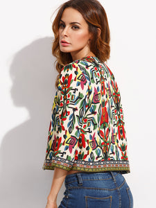 Tribal Print Outwear Embroidered