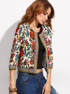 Tribal Print Outwear Embroidered