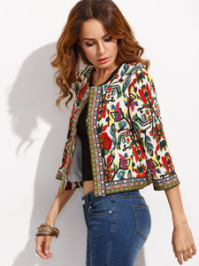 Tribal Print Outwear Embroidered