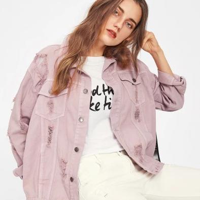 Rips Detail Boyfriend Denim Jacket