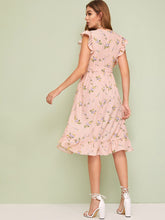 Load image into Gallery viewer, Ditsy Floral Plunging Neck Dress With Wrap Skirt