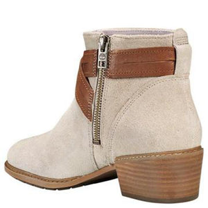 Ankle Heels Boots Women's Buckle Design Zipper