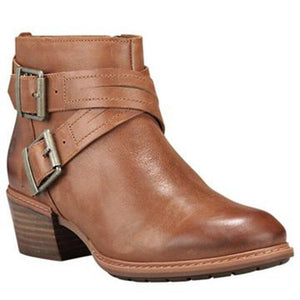 Ankle Heels Boots Women's Buckle Design Zipper