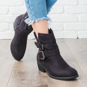 Ankle Boots Women Platform High Heels Buckle