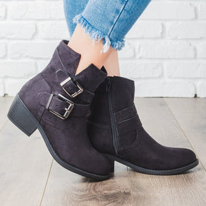 Ankle Boots Women Platform High Heels Buckle