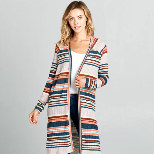 LONG SLEEVE STRIPED CARDIGAN