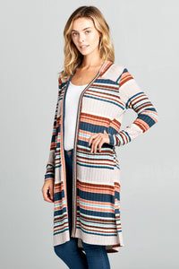 LONG SLEEVE STRIPED CARDIGAN