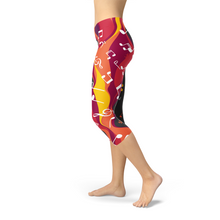 Load image into Gallery viewer, Guitar and Music Note Capri Leggings