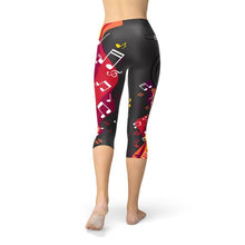 Load image into Gallery viewer, Guitar and Music Note Capri Leggings