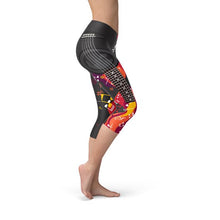 Load image into Gallery viewer, Guitar and Music Note Capri Leggings