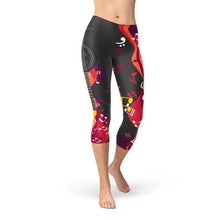 Load image into Gallery viewer, Guitar and Music Note Capri Leggings